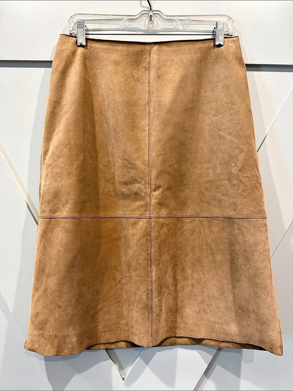 Classiques Entier Leather A-Line Skirt Suede Camel Brown Size 8